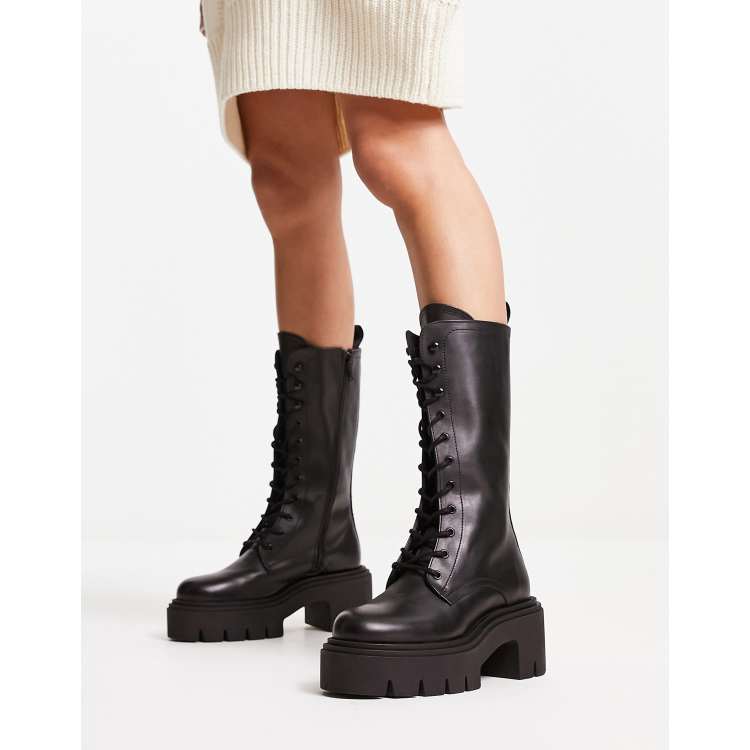 Botas altas cordones negras sale