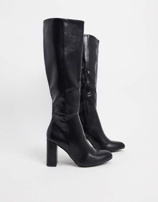 truffle collection heeled knee high boots in black
