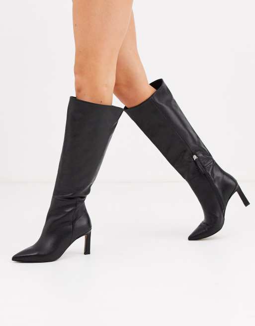 Botas altas sin cierres en negro con dise o de cuero premium Cyprus de ASOS DESIGN