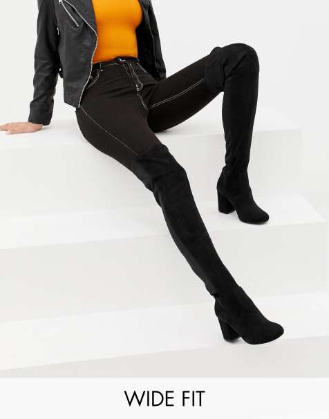 Botas anchas por encima de la rodilla con tacón Kadi de ASOS DESIGN Tall - view 1