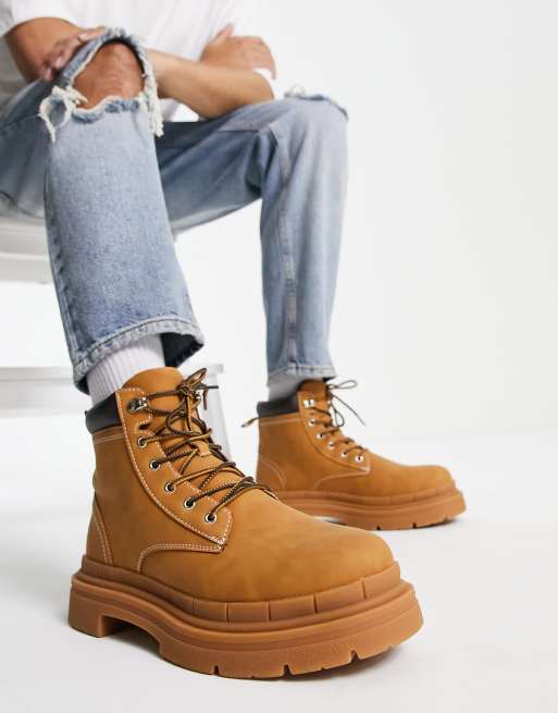 Botas beis con cordones y suela gruesa de goma de ASOS DESIGN ASOS - Main Image