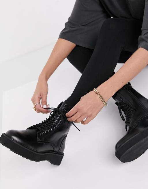 Bota piel cordones discount mango