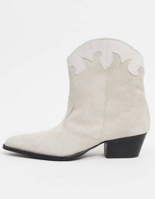 Botas Blancas Con Cuero En Contraste De Depp-Blanco