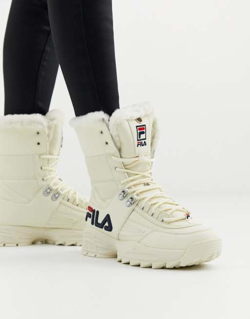 Botas blancas con ribete de pelo Disruptor de Fila