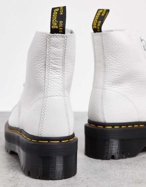 Botas blancas de cuero con plataforma plana y cremallera Sinclair de Dr Martens