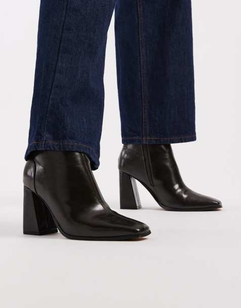 Botas caqui muy oscuro de tacón con puntera cuadrada de New Look - view 1