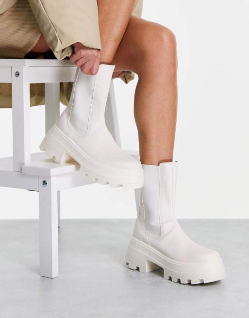Zapatos Botas Chelsea Bershka Botas Chelsea Blanco Hueso Con Suela