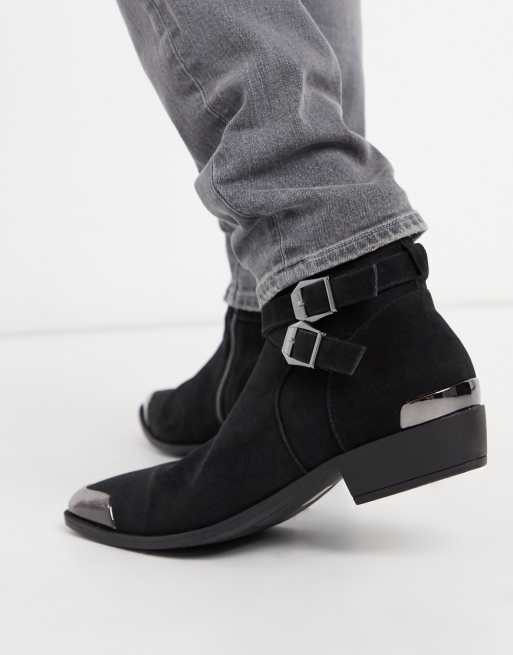 Botas Chelsea estilo western con tacón cubano de antelina en Botas para hombre | Botas Chelsea y de estilo militar | ASOS