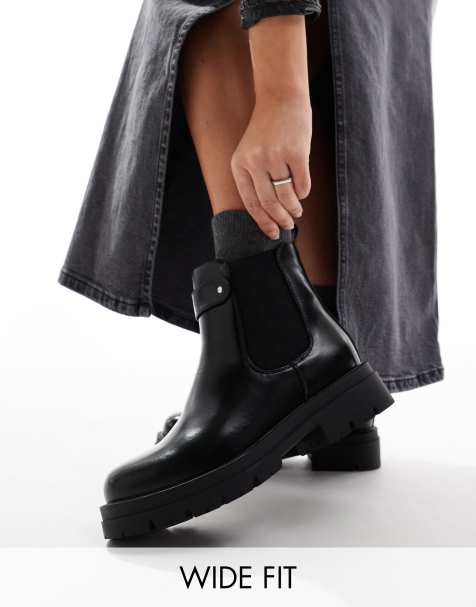 Botas Chelsea negras con suela gruesa de Glamorous Wide Fit - view 1