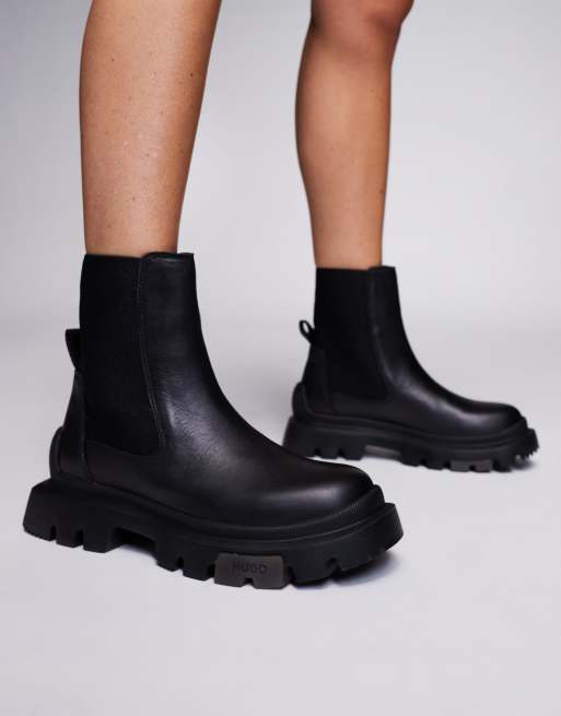Botas Chelsea negras con suela gruesa Fabyan de HUGO Red ASOS