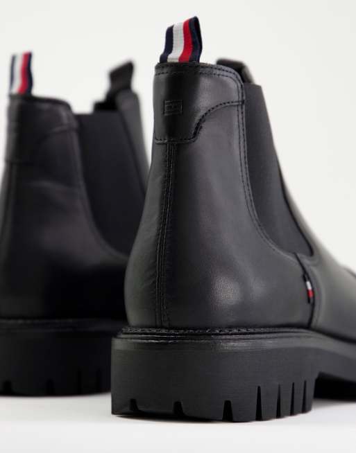 Botas Chelsea negras con suela gruesa y puntera de Tommy Hilfiger, 3 de 4