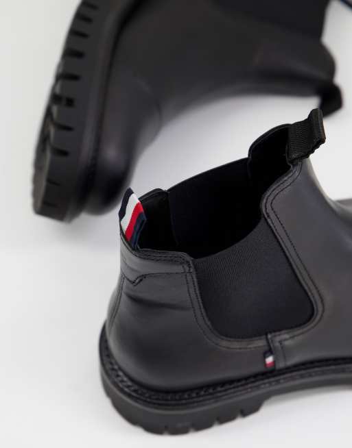 Botas Chelsea negras con suela gruesa y puntera de Tommy Hilfiger, 4 de 4