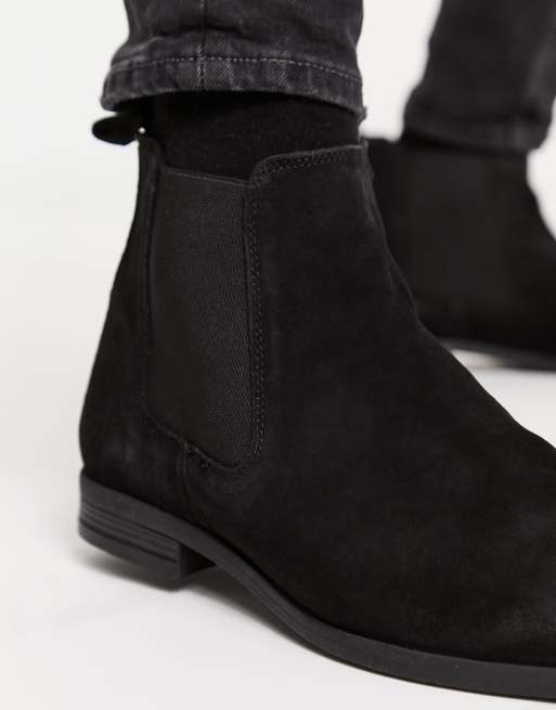 Botas Chelsea negras de ante con suela negra de ASOS DESIGN ASOS