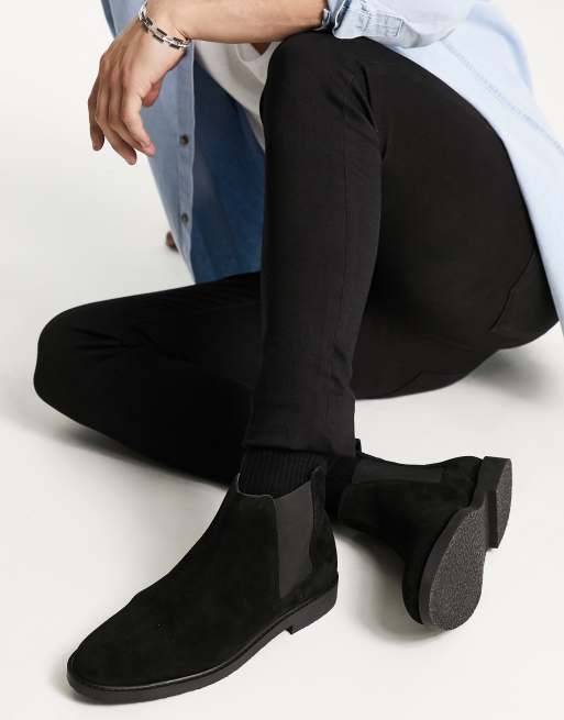 Botas Chelsea negras de estilo casual de ante de Red Tape