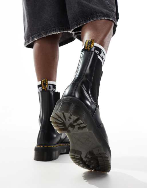 Botas Chelsea negras unisex de cuero liso pulido con plataforma Quad 2976 de Dr. Martens, 4 de 4