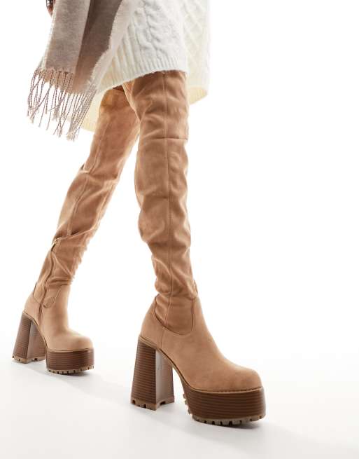 Botas color camel por encima de la rodilla Keri de ASOS DESIGN | ASOS