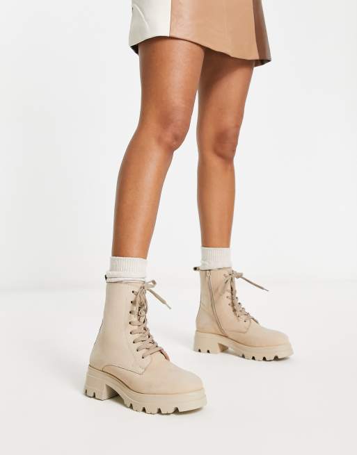 Botas color camel uniforme con cordones de cuero de London Rebel