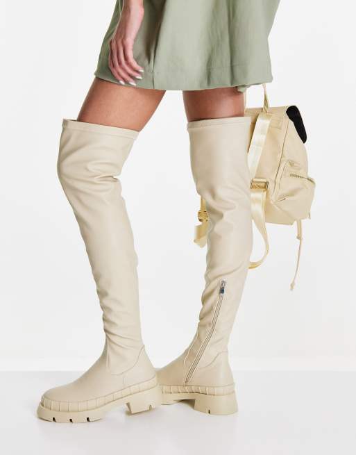 Botas color crema elásticas por encima de la rodilla Rooshi de RAID