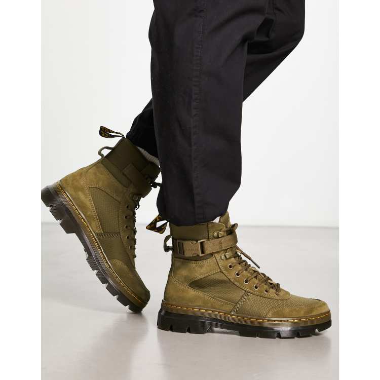 Botas color oliva de 8 pares de ojales Combs Tech de Dr Martens