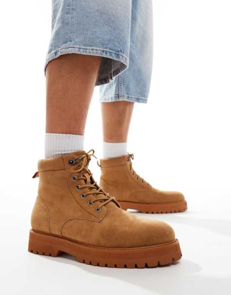 Botas color tostado de estilo worker con cordones de ASOS DESIGN - view 1