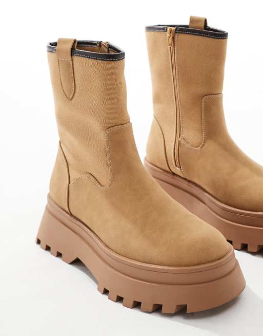 Botas color tostado de estilo worker con suela gruesa de ASOS DESIGN, 3 de 4