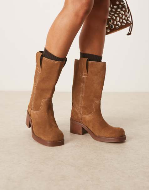 Botas color tostado sin cierres de estilo camionero de ante premium Caspia de ASOS DESIGN - view 1
