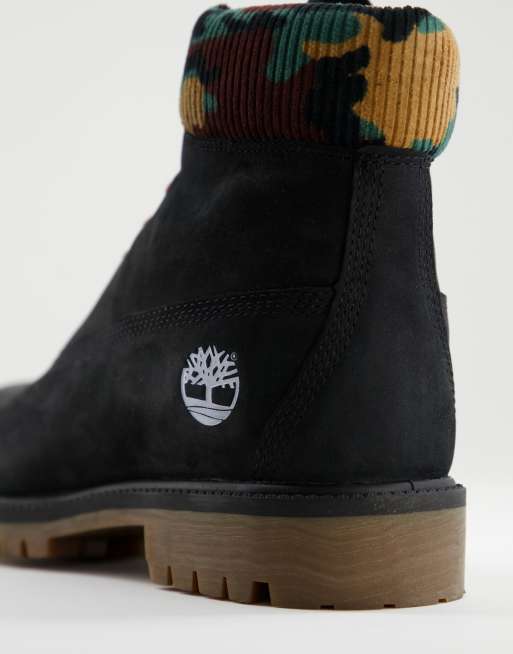 Botas de 6 pulgadas negras con estampado de camuflaje y de goma premium Timberland | ASOS