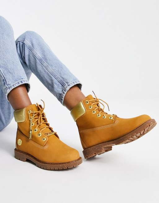 Volar cometa Elegancia Objetor Botas de 6" tostadas y doradas con suela cupsole Hert de Timberland | ASOS