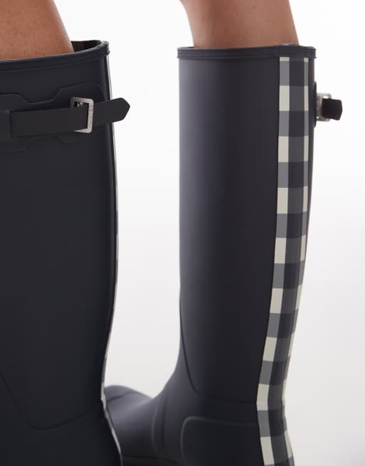 Botas de agua altas a cuadros vichy azul marino Original de Hunter