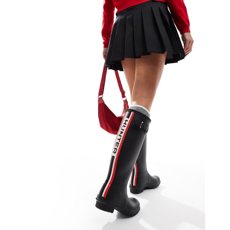 Botas de agua altas negras con logo tricolor Original de Hunter ASOS