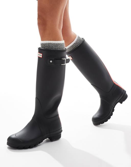 Botas de agua altas negras con logo tricolor Original de Hunter