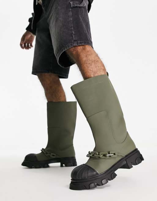 Botas de agua caquis con cadena Lincoln de Public Desire Man 