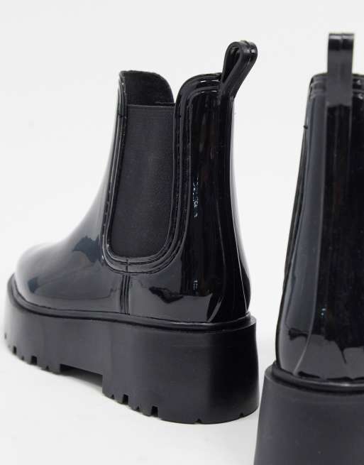 Botas de agua chelsea gruesas en negro DESIGN | ASOS