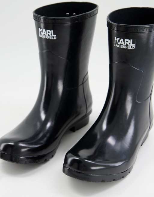 Botas de agua midi negras ultrabrillantes Kalosh de Karl Lagerfeld