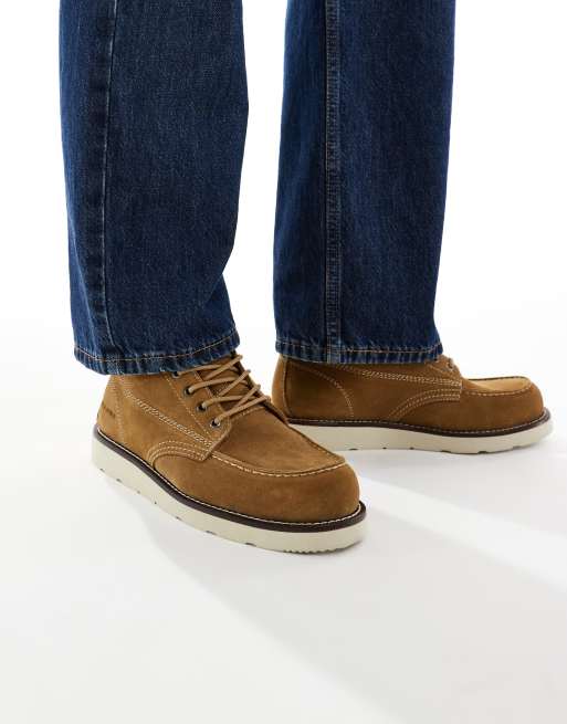 Botas de ante con cordones en color tostado de Jack & Jones