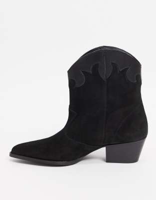 Botas De Ante Negro Con Cuero En Contraste De Depp