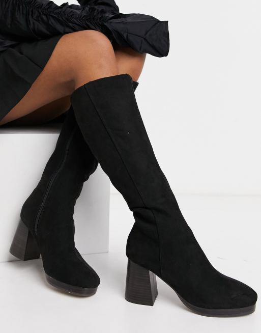 Botas de ca a alta negras con tac n de bloque y plataforma Clarity de ASOS DESIGN