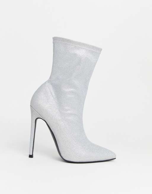 Botas de corte ancho estilo calcetín de tacón alto con brillantina plateada Esmerelda de ASOS DESIGN, 4 de 4