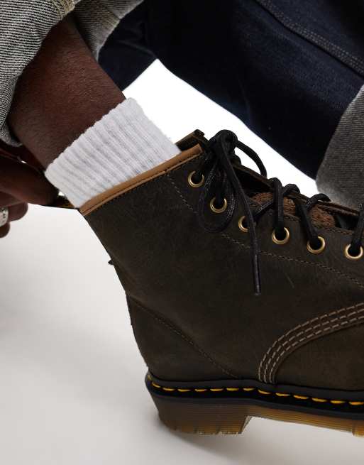 Botas de cuero marrón con 6  ojales {[101]} de Dr Martens, 2 de 4