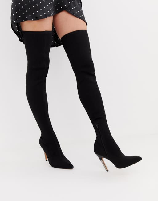 Botas de largo hasta el muslo de punto Kally de ASOS DESIGN