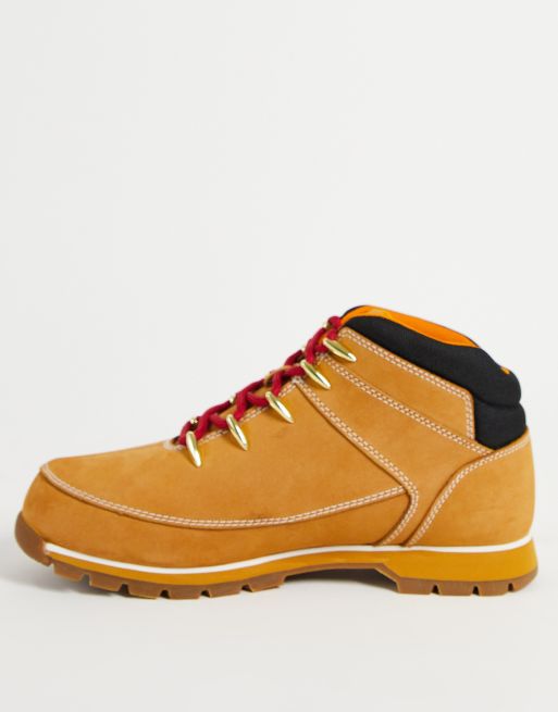 Botas de monta a color trigo tostado con cordones rojos Euro Sprint Hiker de Timberland