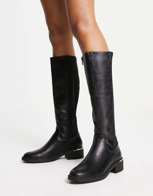 Botas planas negras discount piel