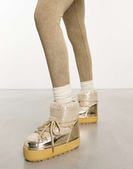 Botas de nieve doradas acolchadas de South Beach, 3 de 4