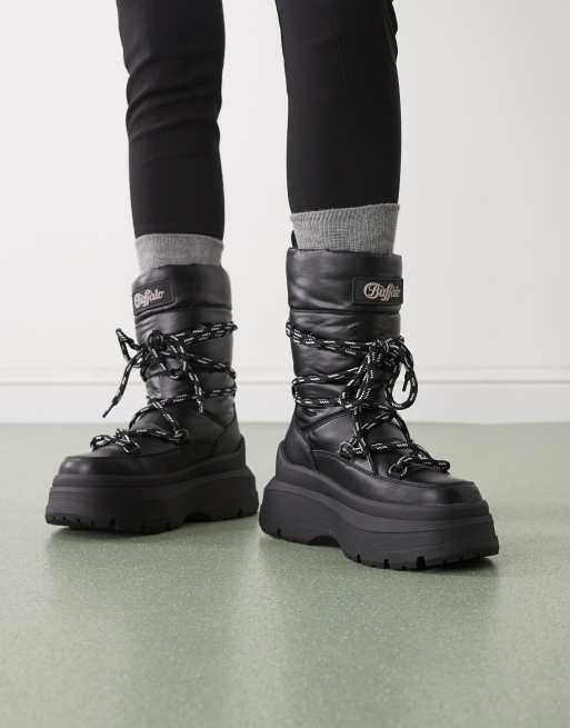 Botas de nieve negras acolchadas de Buffalo ASOS