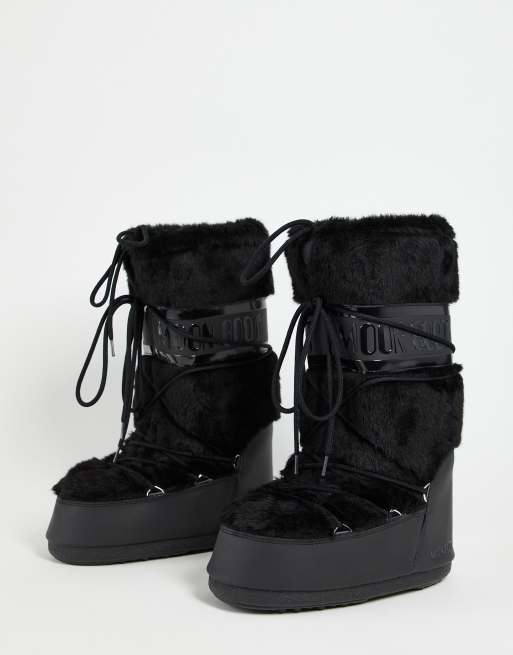 Botas de nieve negras clásicas de piel sintética de Moon Boot ASOS