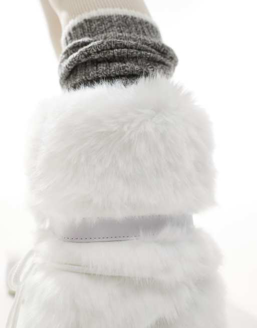 Botas de nieve por la rodilla blancas con acabado mullido de South Beach, 3 de 4