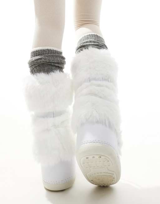Botas de nieve por la rodilla blancas con acabado mullido de South Beach, 4 de 4