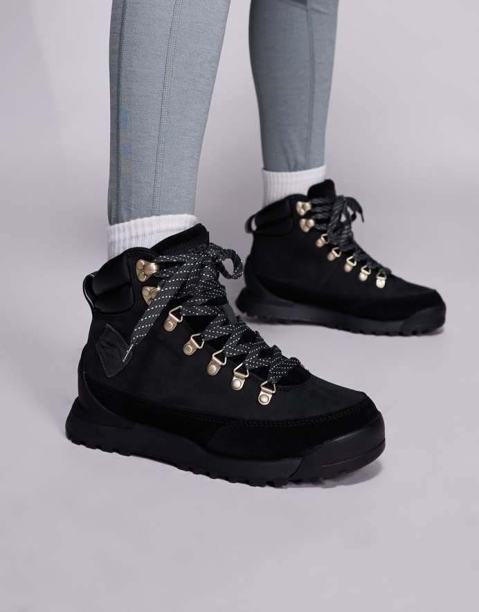 The North Face Botas de senderismo negras impermeables de cuero Back-to-Berkeley IV de