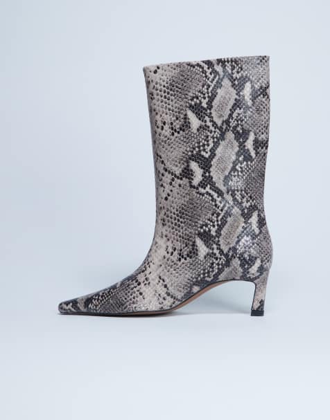 Botas de tubo con estampado de serpiente de cuero premium Tiggy de Topshop - view 1