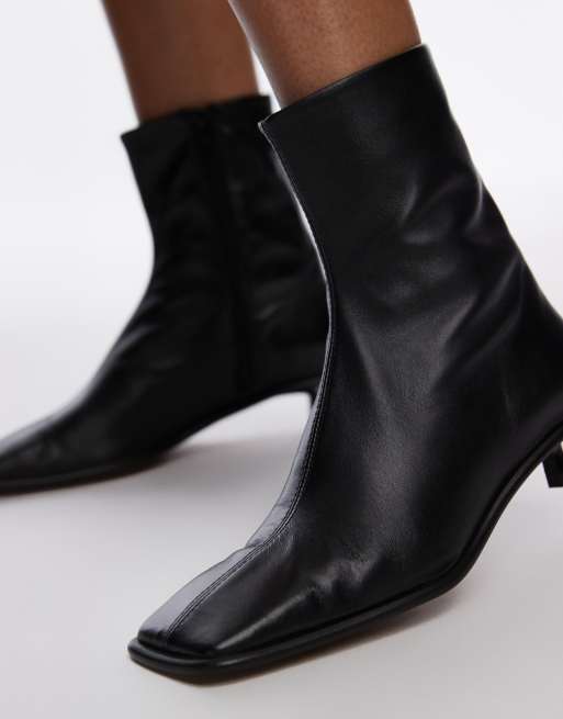 Botas de vestir negras de tacón de cuero premium Noah de Topshop, 3 de 4